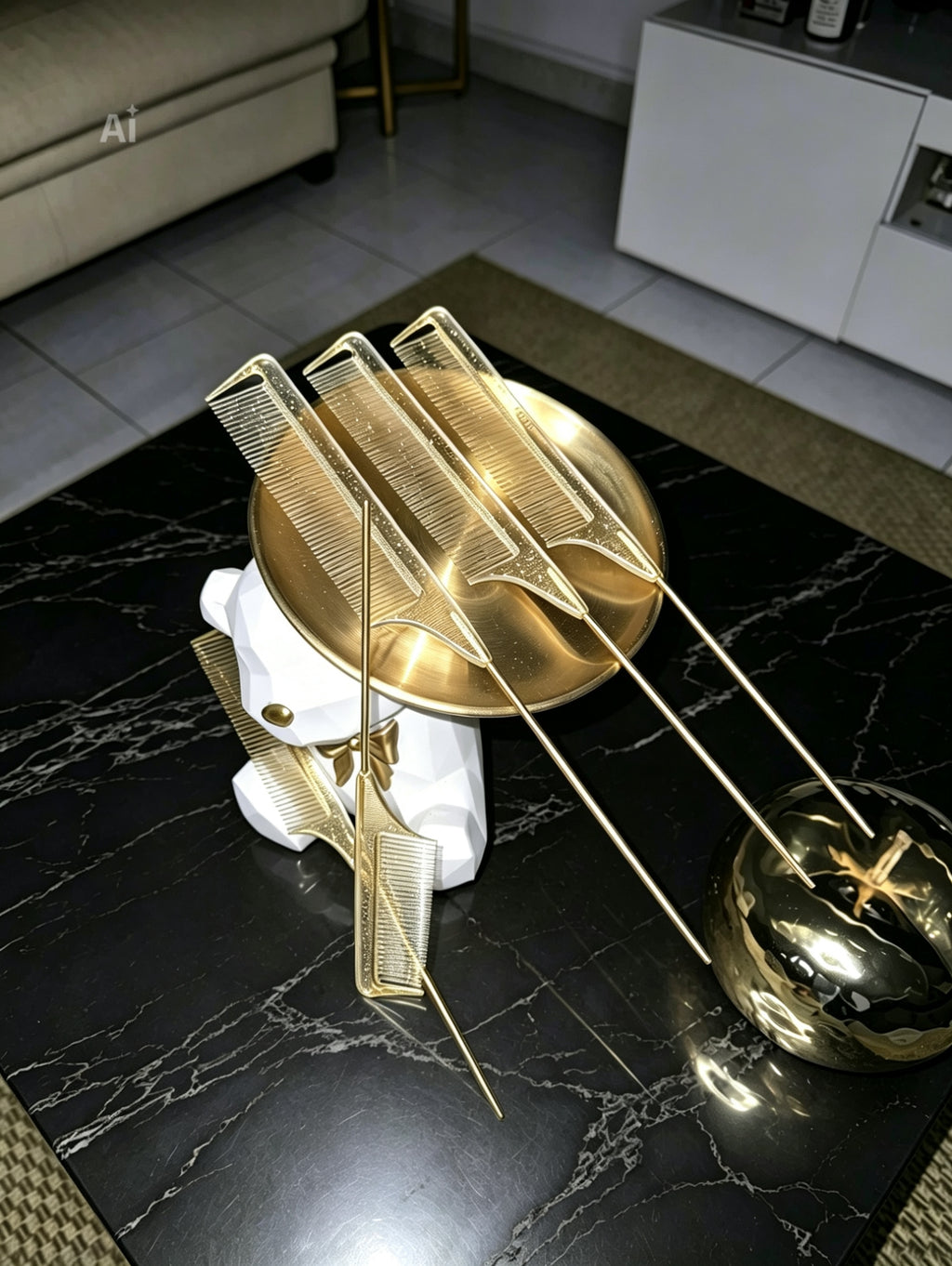 Palito Comb- pettine a coda di topo in oro